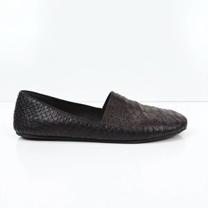 Vince Bogart Python-Embossed Black Leather Flats Women's Size 9 Slip On Business